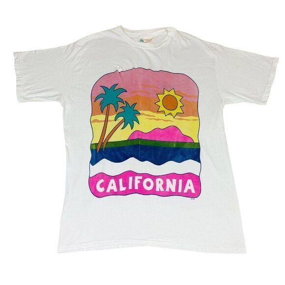 Vintage 90s California One Size Sleep Shirt Gown Beach Tourist Single Stitch - Picture 1 of 10